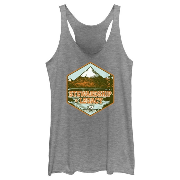 Women's Mossy Oak Stewardship & Legacy  Racerback Tank Top Gray Heather Small