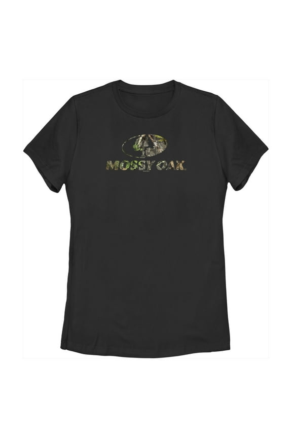 Women's Mossy Oak Tree Filled Logo Graphic Tee Black Medium