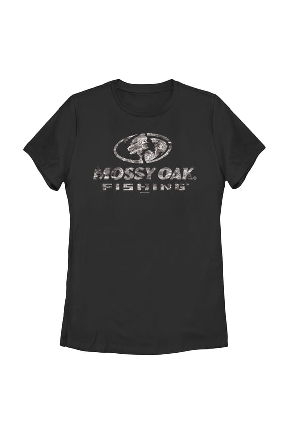 Women's Mossy Oak Water Fishing Logo Graphic Tee Black Small