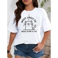 thumbnail image 1 of Women's "Most Likely To Bring Home A Cat" Funny Cat Graphic Tees with Cute Print T - shirts Casual Short Sleeve Tops Ideal For Cat Lovers and Daily Wear, 1 of 5