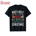 thumbnail image 1 of Women's "Most Likely To Read A Book On Christmas" Graphic Cotton T Shirt Casual Short Sleeve Round Neck Top Black S-5XL, 1 of 5