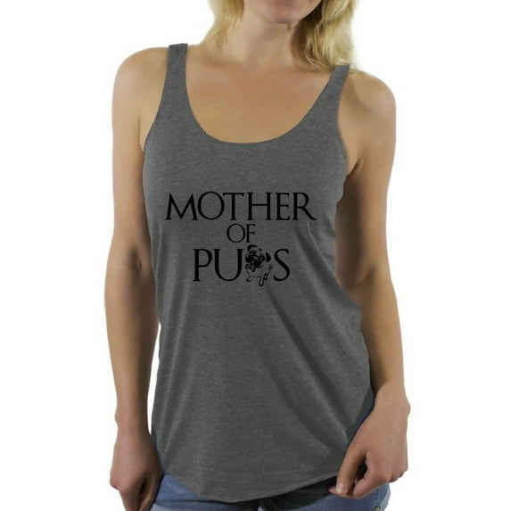 Women's Mother Of Pugs Graphic Racerback Tank Tops Pet Loving Mom