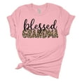 thumbnail image 1 of Women's Mother's Day Blessed Grandma Leopard Print Short Sleeve T-shirt Graphic Tee-Pink-xxl, 1 of 4