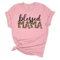 thumbnail image 1 of Women's Mother's Day Blessed Mama Leopard Print Short Sleeve T-shirt Graphic Tee-Pink-6xl, 1 of 4