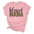 thumbnail image 1 of Women's Mother's Day Blessed Nana Leopard Print Short Sleeve T-shirt Graphic Tee-Pink-xxl, 1 of 4