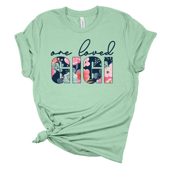 Women's Mother's Day One Loved Gigi Short Sleeve T-shirt Graphic Tee-Mint-xl