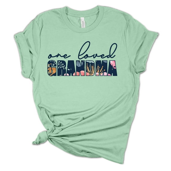 Women's Mother's Day One Loved Grandma Short Sleeve T-shirt Graphic Tee-Mint-medium