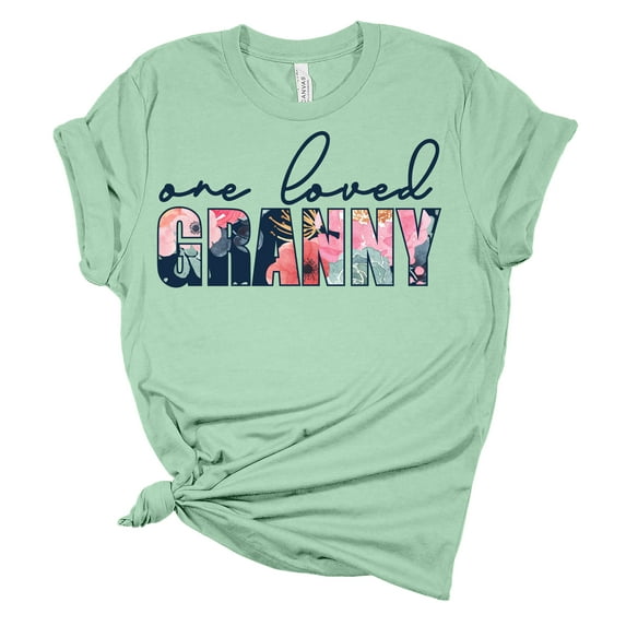 Women's Mother's Day One Loved Granny Short Sleeve T-shirt Graphic Tee-Mint-large