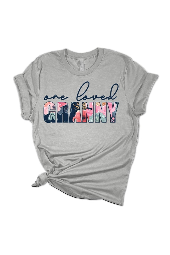 Women's Mother's Day One Loved Granny Short Sleeve T-shirt Graphic Tee-Sports Grey-medium