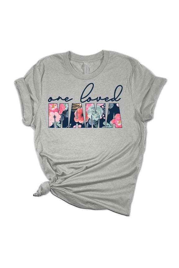 Women's Mother's Day One Loved Mama Short Sleeve T-shirt Graphic Tee-Sports Grey-6xl