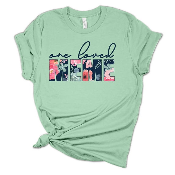 Women's Mother's Day One Loved Meme Short Sleeve T-shirt Graphic Tee-Mint-xl
