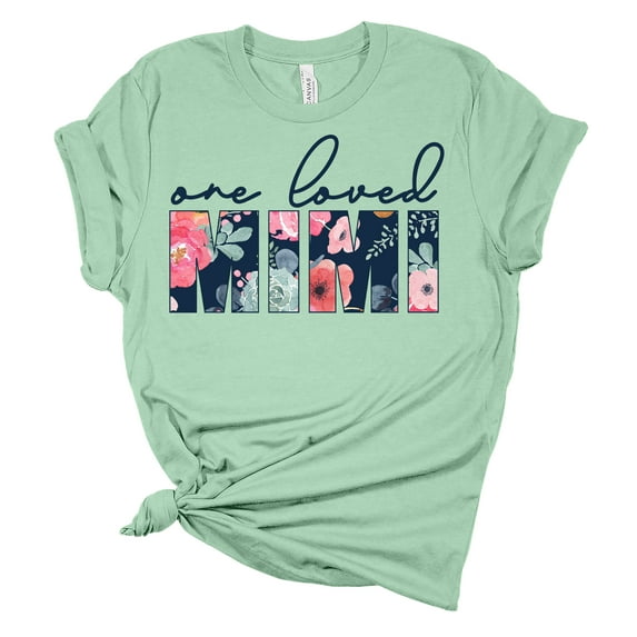 Women's Mother's Day One Loved Mimi Short Sleeve T-shirt Graphic Tee-Mint-small