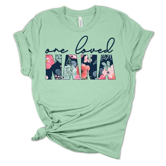 Women's Mother's Day One Loved Nana Short Sleeve T-shirt Graphic Tee-Mint-xl