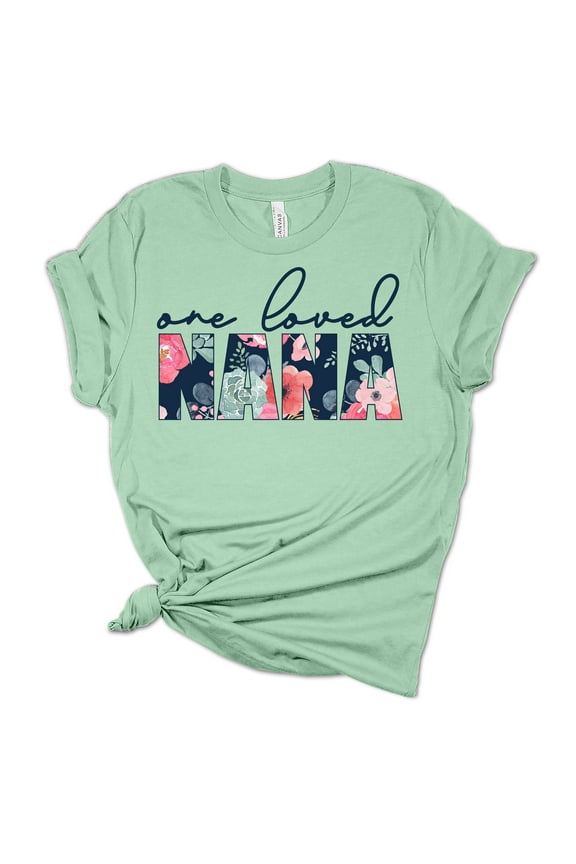 Women's Mother's Day One Loved Nana Short Sleeve T-shirt Graphic Tee-Mint-xxl