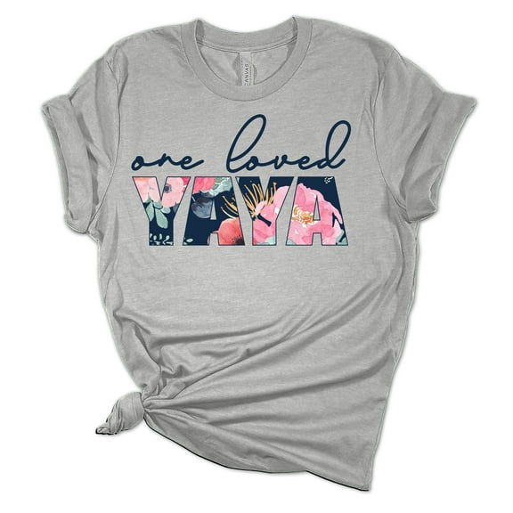 Women's Mother's Day One Loved Yaya Short Sleeve T-shirt Graphic Tee-Sports Grey-xxl