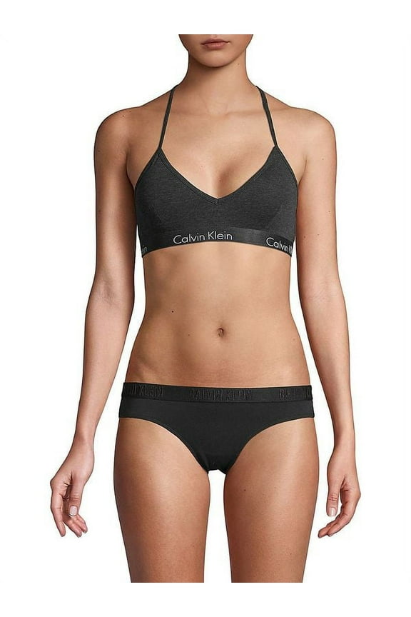 Women's Motive Stretch-cotton Bralette - Charcoal