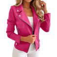 thumbnail image 1 of Women's Moto Jacket Zip Up Slim Fit Biker Coat with Button Detail Soft Casual Outerwear, 1 of 5