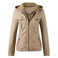 thumbnail image 1 of Women's Leather Motorcycle Vest Coat with Belt for Slim Fit Stand Collar Zip Front Tops Outerwear, 1 of 6