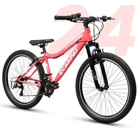 Women's Mountain Bike 24 Inch Wheels, 21-Speed Trail Commuter City Mountain Bikes, 15" Carbon Steel Frame, Female Women Bicycles V-Brakes Front Fork Suspension Twist Grip Shifter