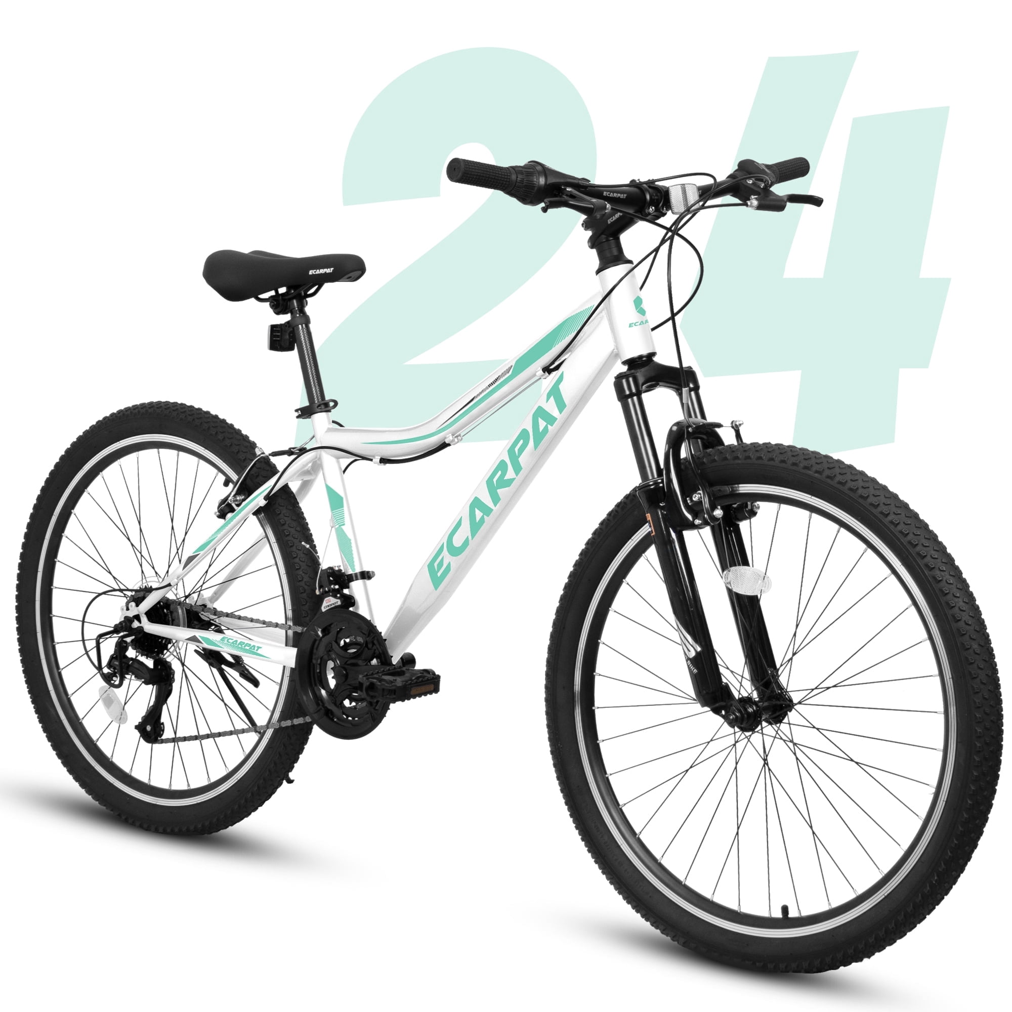 Women's Mountain Bike 24 Inch Wheels, 21-Speed Trail Commuter City Mountain Bikes, 15" Carbon Steel Frame, Female Women Bicycles V-Brakes Front Fork Suspension Twist Grip Shifter