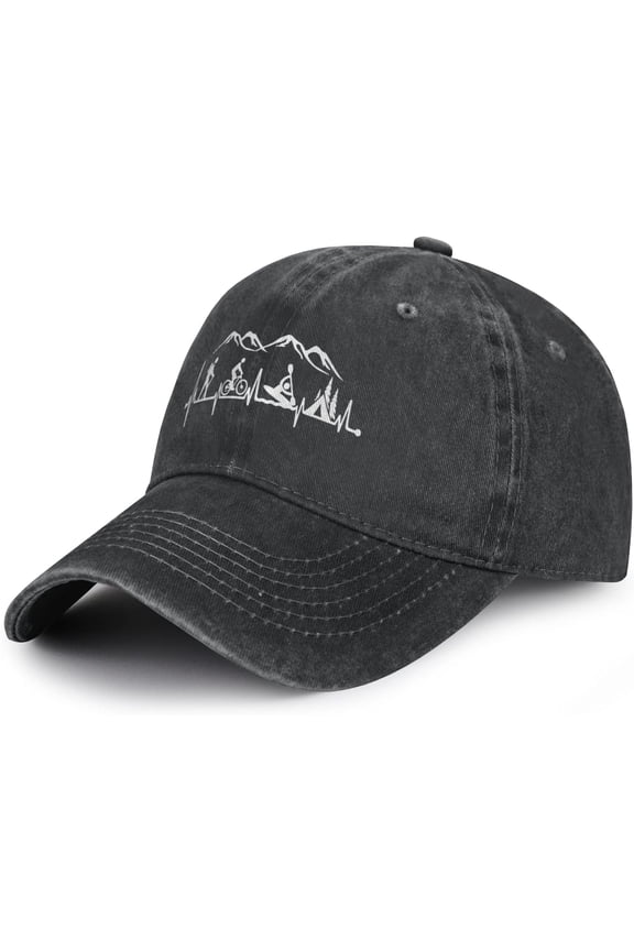 Women's Mountain Hiking Heartbeat Hat for Men Women, Adjustable Vintage Distressed Washed Baseball Cap