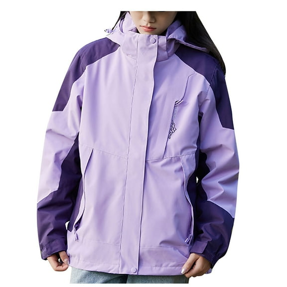 Women's Mountain Ski Jacket 3 in 1 Waterproof Winter Jacket Warm Snow Jacket Hooded Rain Coat Windproof Winter Coat Rain Jacket Womens Waterproof with Hood PurpleL