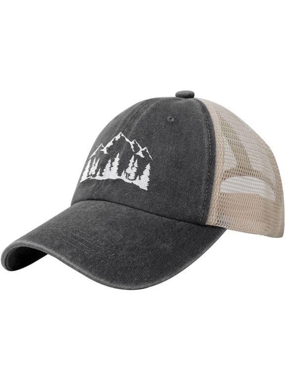 Women's Mountain Trees Hat Adjustable Washed Vintage Baseball Cap for Mom Dad