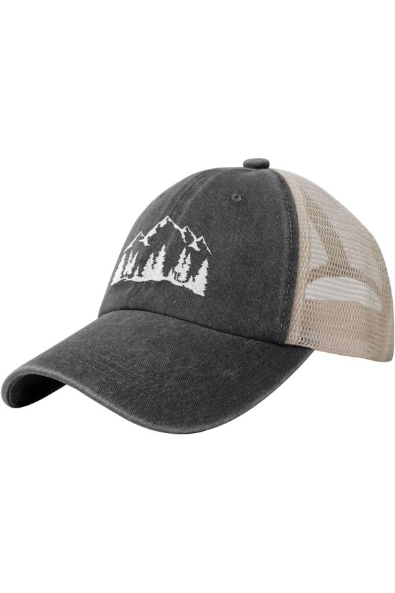 Women's Mountain Trees Hat Adjustable Washed Vintage Baseball Cap for Mom Dad
