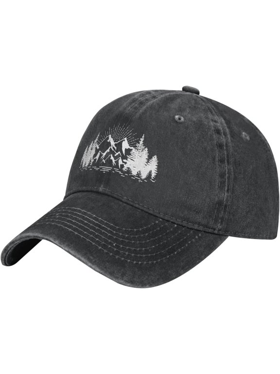 Women's Mountain Trees Hat Washed Vintage Adjustable Baseball Cap for Dad Mom