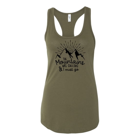 Women's Mountains Are Calling Ladies Fit Racerback Tank Top-Military Green-xs