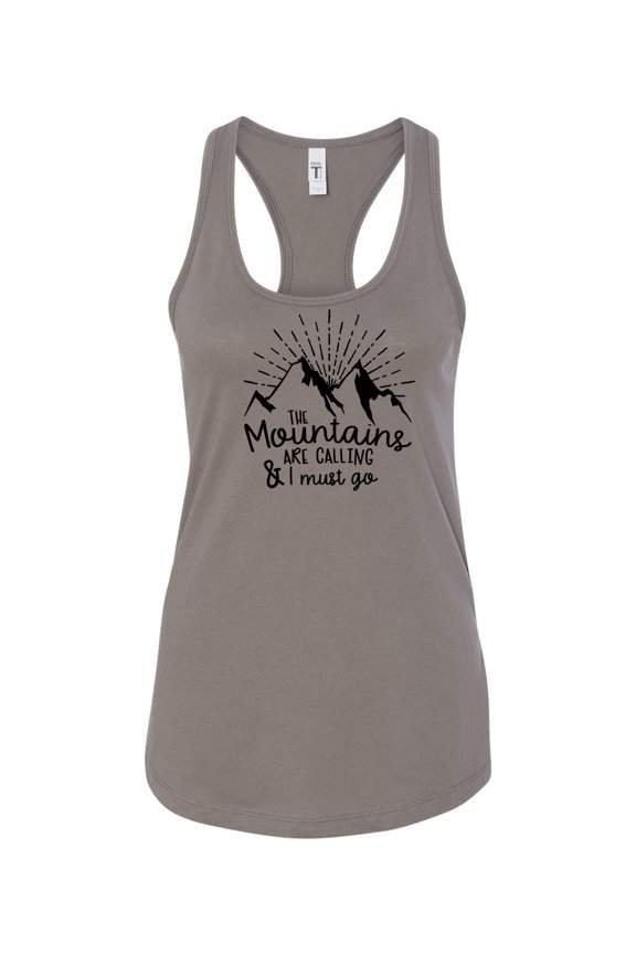 Women's Mountains Are Calling Ladies Fit Racerback Tank Top-Warm Grey-small