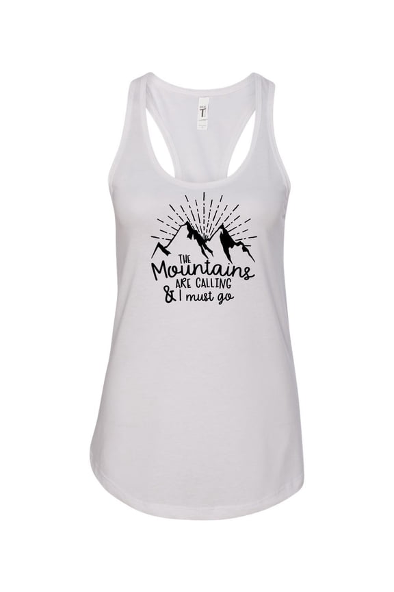 Women's Mountains Are Calling Ladies Fit Racerback Tank Top-White-small