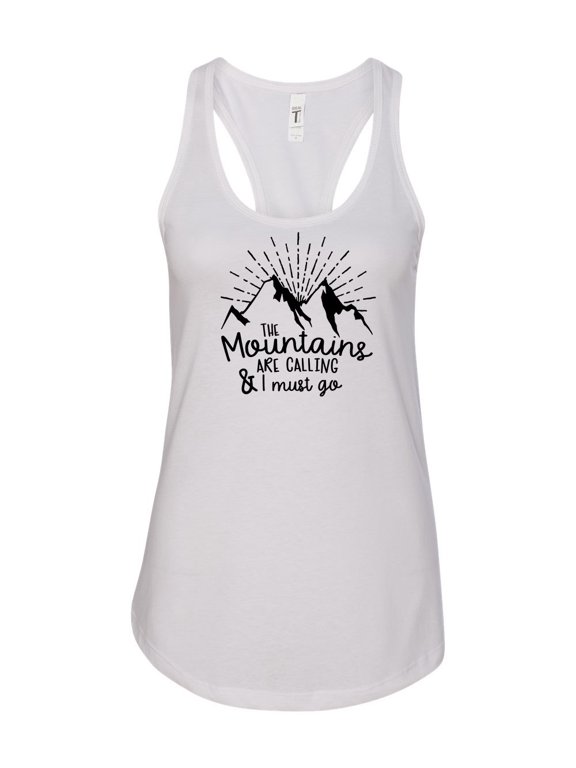 Women's Mountains Are Calling Ladies Fit Racerback Tank Top-White-xl