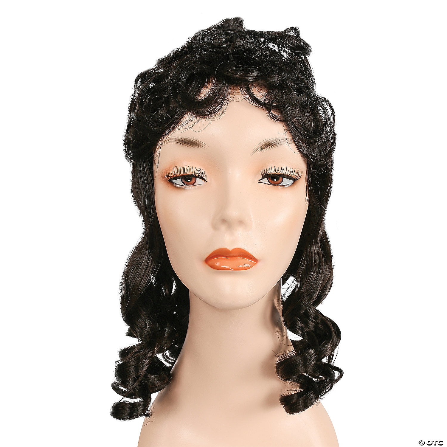 Black Synthetic 1940s Curly Costume Wig