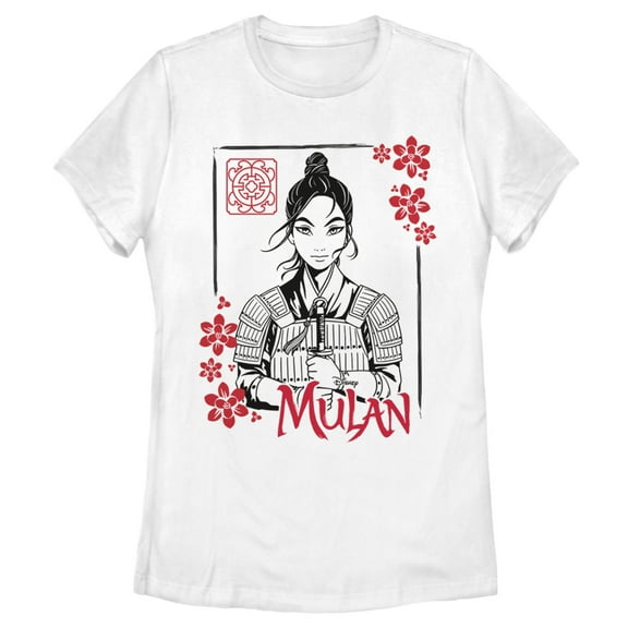 Women's Mulan Blossom Frame  Graphic Tee White X Large