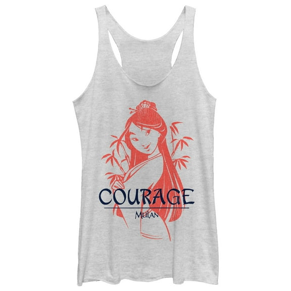 Women's Mulan Courage Racerback Tank Top White Heather 2X Large