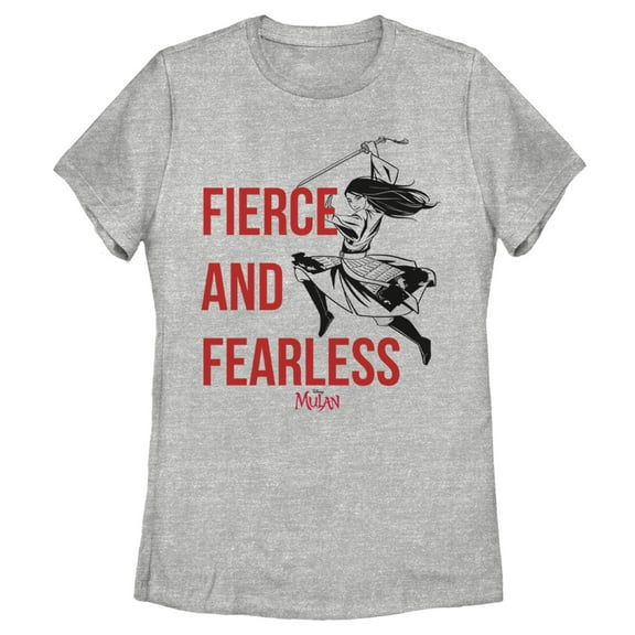 Women's Mulan Fierce & Fearless  Graphic Tee Athletic Heather Medium