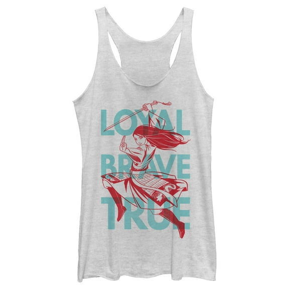 Women's Mulan Loyal Mantra  Racerback Tank Top White Heather Medium