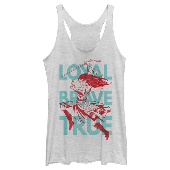 Women's Mulan Loyal Mantra Racerback Tank Top White Heather X Large