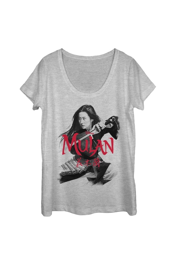 Women's Mulan Shadow Warrior Scoop Neck Athletic Heather X Large