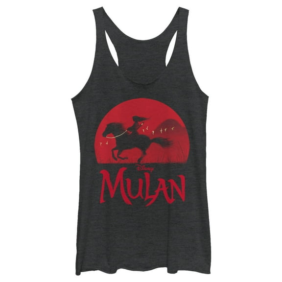 Women's Mulan Sunset Silhouette  Racerback Tank Top Black Heather Large