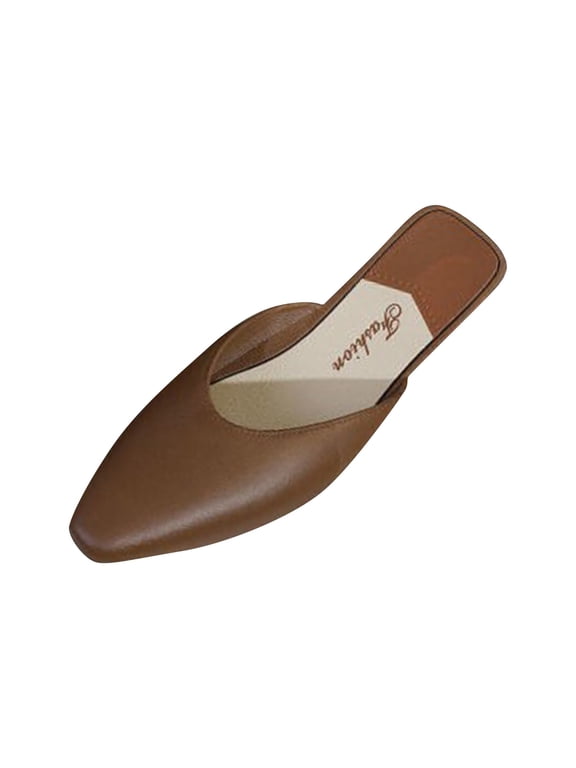 Women's Mule Flats Slip Pointed Toe Backless On Closed Toe Slide Sandals Solid Color Casual Comfortable High Quality Mules For For Office Work & Dressy Casual Wear Note Runs Small Order One Size Up