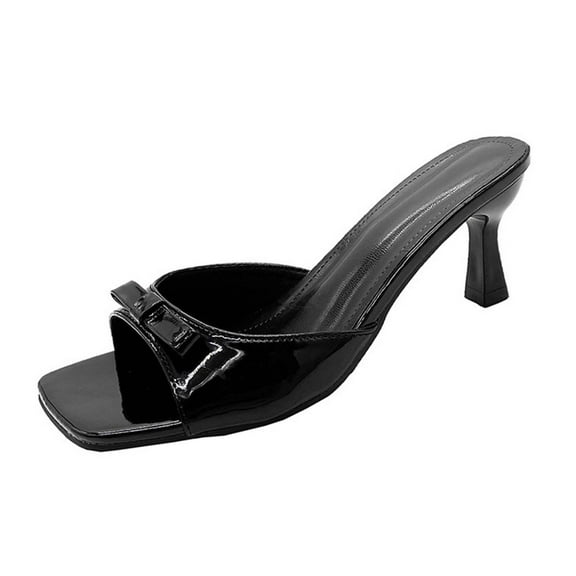 Women's Mule Sandals With Bow Slip On Low Heels Square Open Toe Sandals For Daily Outdoor Dating Kitten Heels Slides Office Business Casual Women Fashion Sandals Rave Wedding Festival