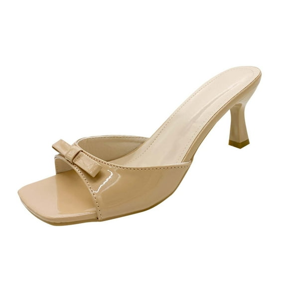 Women's Mule Sandals With Bow Slip On Low Heels Square Open Toe Sandals For Daily Outdoor Dating Kitten Heels Slides Office Business Casual Women Fashion Sandals Rave Wedding Festival