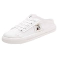 thumbnail image 1 of Women's Mule Sneakers, Breathable Flat Backless Canvas Slip On Shoes, Comfortable Sole Round Toe Lace-Up Trainers, 40, 1 of 5