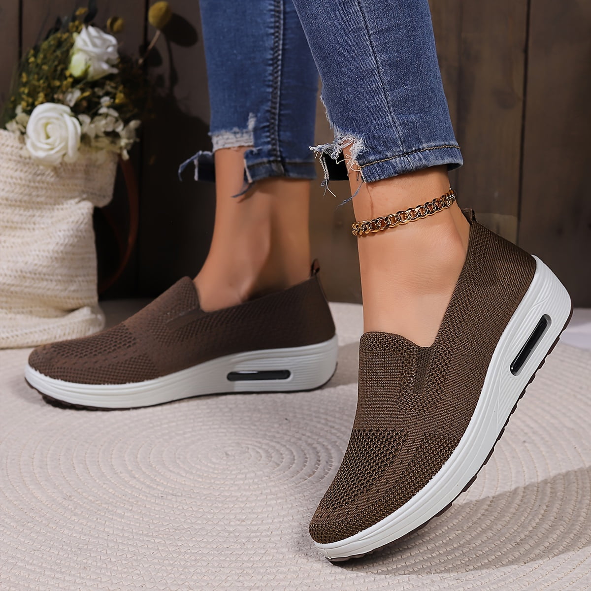 Women's Mule Sneakers, Casual Slip On Air Breathable Mesh Cushion Shoes ...