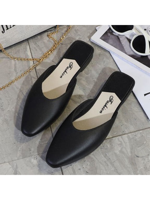 Women's Mules Closed Pointed Toe Flats Backless Loafers Shoes for Women