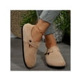 thumbnail image 1 of Women’s Mules Sandals, Suede Leather, Flat Round Toe, Slip-On Buckle Strap, Retro Comfy Loafer Shoes, 1 of 6