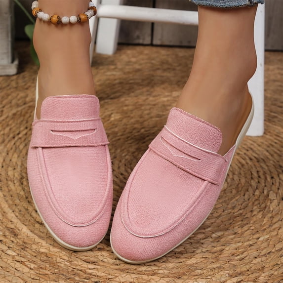 Women's Mules Slip on Backless Loafers, Faux Leather Comfortable Flat Shoes for Casual Work and Leisure