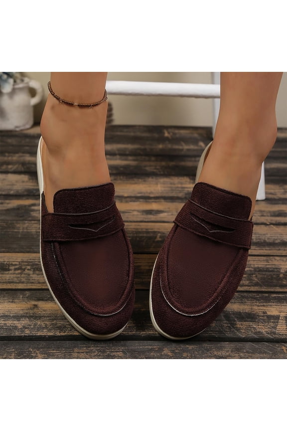 Women's Mules Slip on Backless Loafers, Faux Leather Comfortable Flat Shoes for Casual Work and Leisure